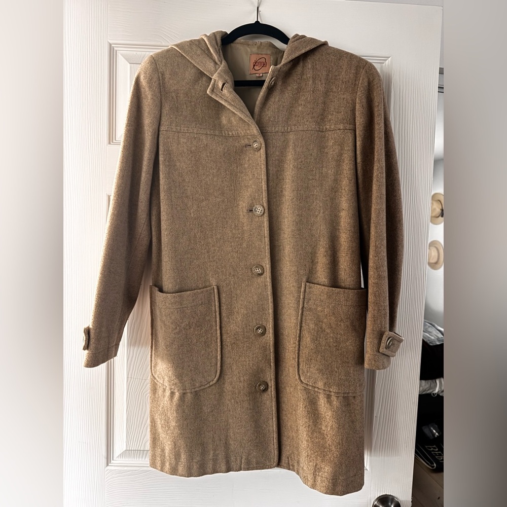 Vintage Classic Tan Women's Hooded Coat